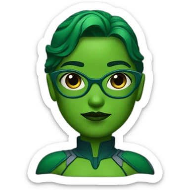 Martian Manhunter girl with glasses green skin sticker