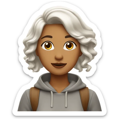 chica con cabello de color castaño claro largo y con un poco de movimiento, ojos miel, color de piel blanca y delgada￼￼ sticker