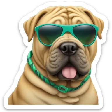Shar pei with pit viper sunglasses sticker