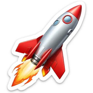 red rocket lifting off sticker