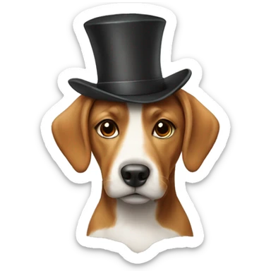A dog with a cinnamorol hat sticker