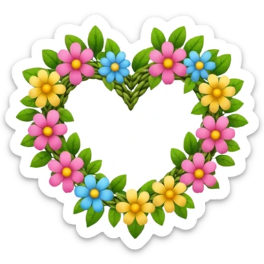 Natural flower crown in a heart shape sticker