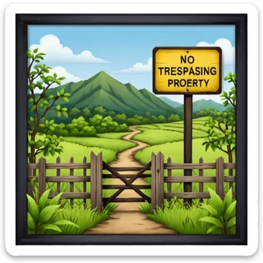 property land with the sign of no trespassing sticker