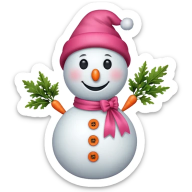 Red snowman with pink bow sticker