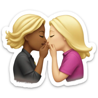 lesbians kissing. One is older and blond sticker