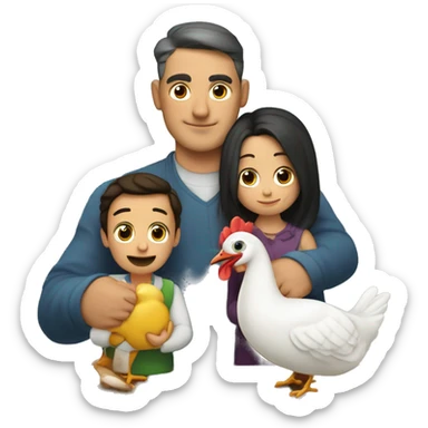 cena con papa mama hijo y un pavo en la  sticker