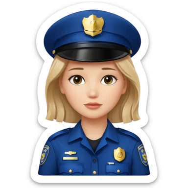 Jennifer Lawrence, in a police uniform sticker