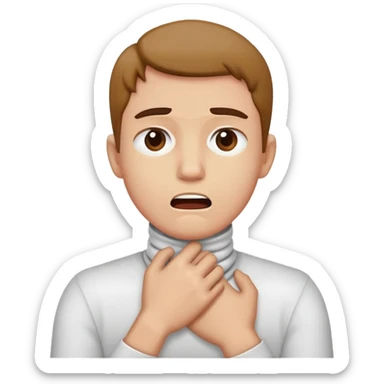 Choking with arms crossed holding throat person sticker