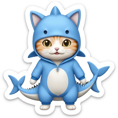 Cat in a shark onesie sticker