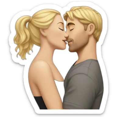 A man with blonde hair kisses a woman with blonde hair sticker