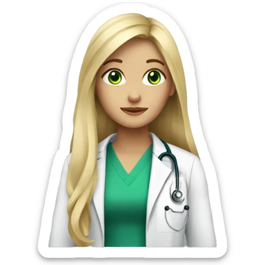 Long haired Blonde girl with green eyes being a doctor sticker