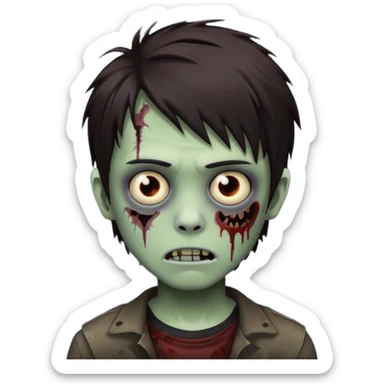 boy zombie with darkish brown hair emo sticker