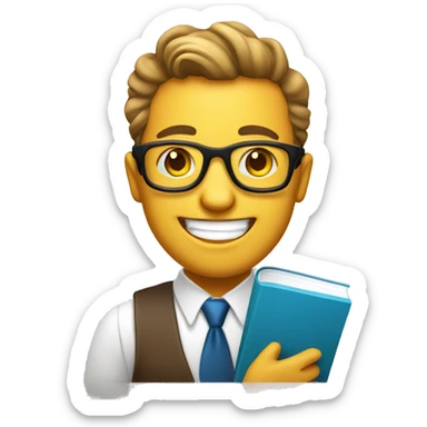 happy entrepreneur smirking face with book sticker