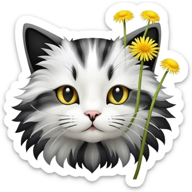 Cat breathing on dandelion sticker