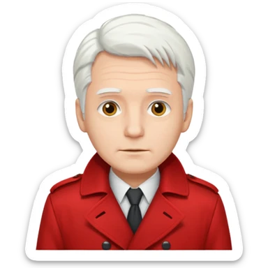 Guy with white hair and red trenchcoat sticker