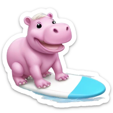 Baby pink hippo surfing sticker