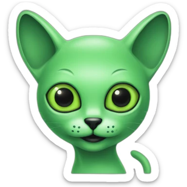 green alien cat black eyes antenna sticker