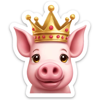 sweet girly pig with crown sticker