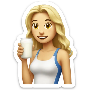 woman drinks kefir sticker