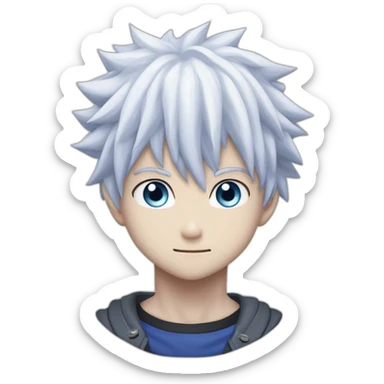 make me killua zoldick from hunter x hunter with blue eyes and thunder around him sticker