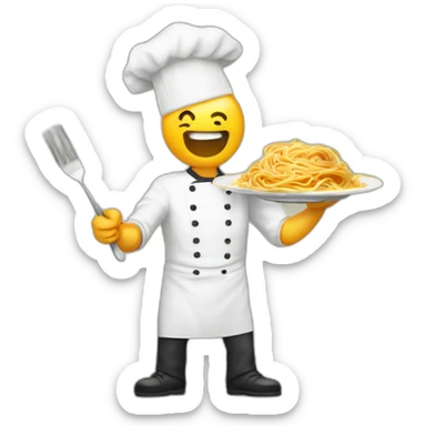 A plate of spaghetti attacking chef sticker