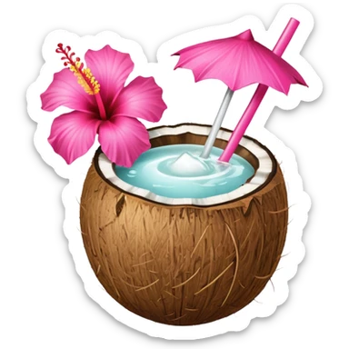 coconut drink with flowers sticker