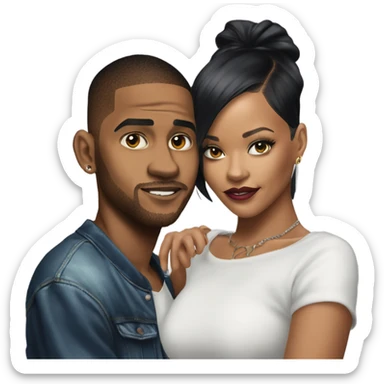 Hyper Realistic C Breezy and Rhianna romantic photo  sticker