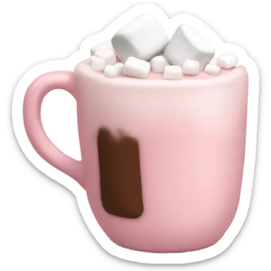 Light Pink mug of hot chocolate with marshmallows  sticker