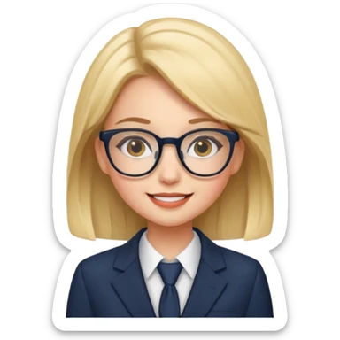 pretty girl with glasses, wearing a suit, cheerful sticker