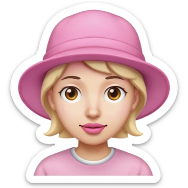 Meh face with pink hat sticker