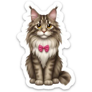 Maine Coon girl with bow sticker
