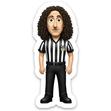Weird Al Yankovic without wrinkles, and wearing a referee shirt sticker