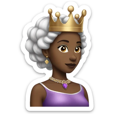african american princess with crown, purple aesthetic  sticker
