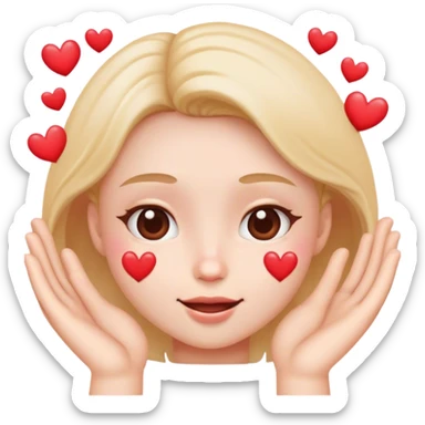 Cute face with hearts and hands showing off face sticker