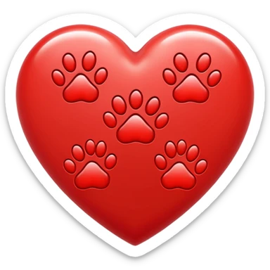 heart with multiple paw prints sticker