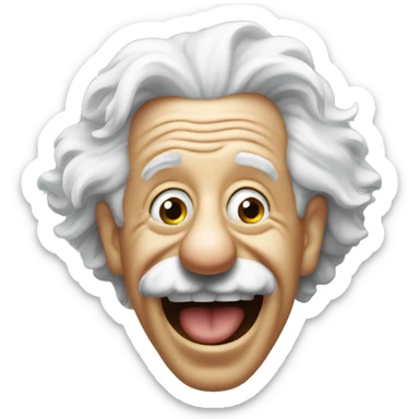 albert einstein with vawing hand and is happy sticker