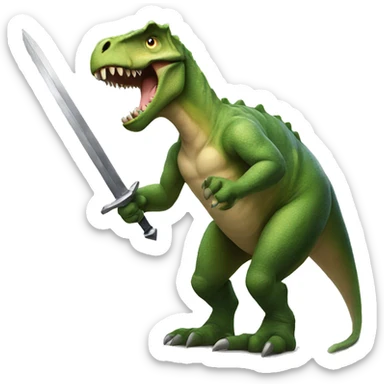 Dinosaur holding a sword sticker