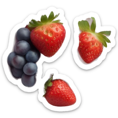 Light pink fruit yogurt bowl with strawberries and grapes sticker