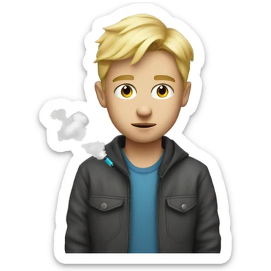 blonde boy portrait looking at viewer vape sticker