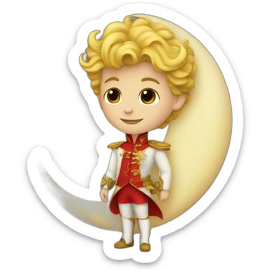 Little prince with red rose on the moon sticker