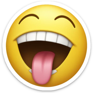 1 yellow smiley with a big closed mouth smile and tongue out the side of the mouth. yummy concept sticker