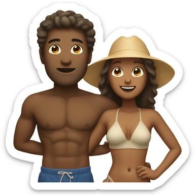 Man and tan woman at beach sticker