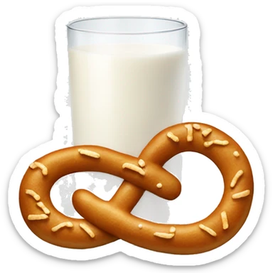 A glass of milk with a pretzel sticker