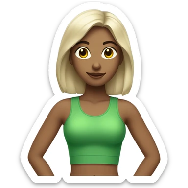 mat pilates girl all wearing green clothes sticker
