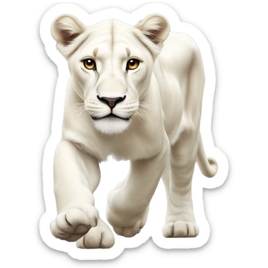 Realistic white lioness walking  sticker
