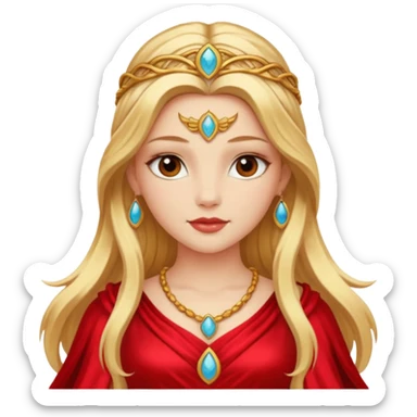 Freya, Goddess of Love from Gods and Goddesses with long golden blonde hair, red outfit sticker