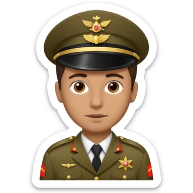 I want you to create an emoji of a spanish sergeant,  He should be a young guy with dark brown hair, brown eyes, his skin color like he’s tan  sticker