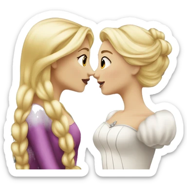 2 women princesses couple blonde kiss sticker