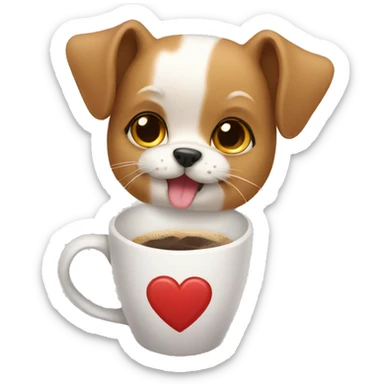 Dog coffee cat Heart sticker