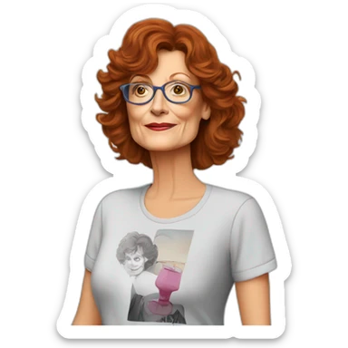 actor susan sarandon cartoon wearing tee sticker
